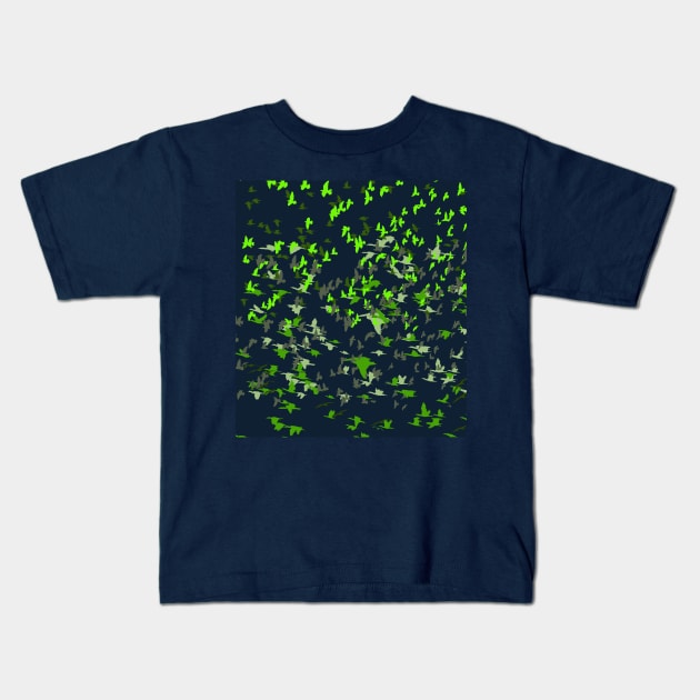 Camouflage Green Bird Kids T-Shirt by LAMCREART